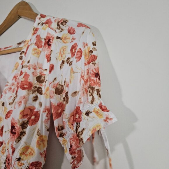 Abercrombie & Fitch Women's Floral Top XXS Smocked Romantic Soft Girl Spring - Picture 5 of 12